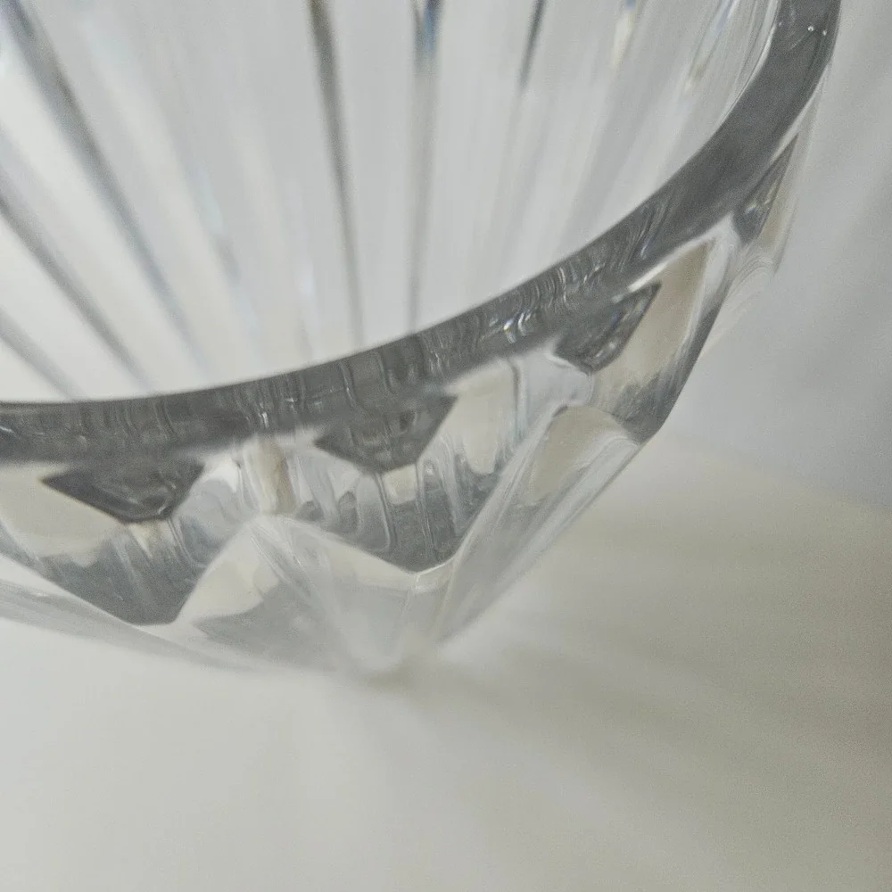 Lead Crystal Vase 10.5in Heavy Fluted Sides Czech-Style - Excellent